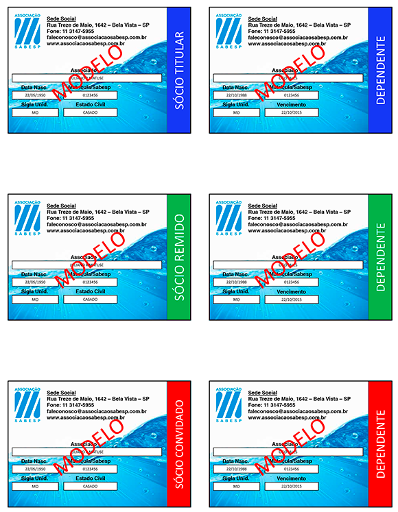 Cartão de identificação, Clubes, Associações